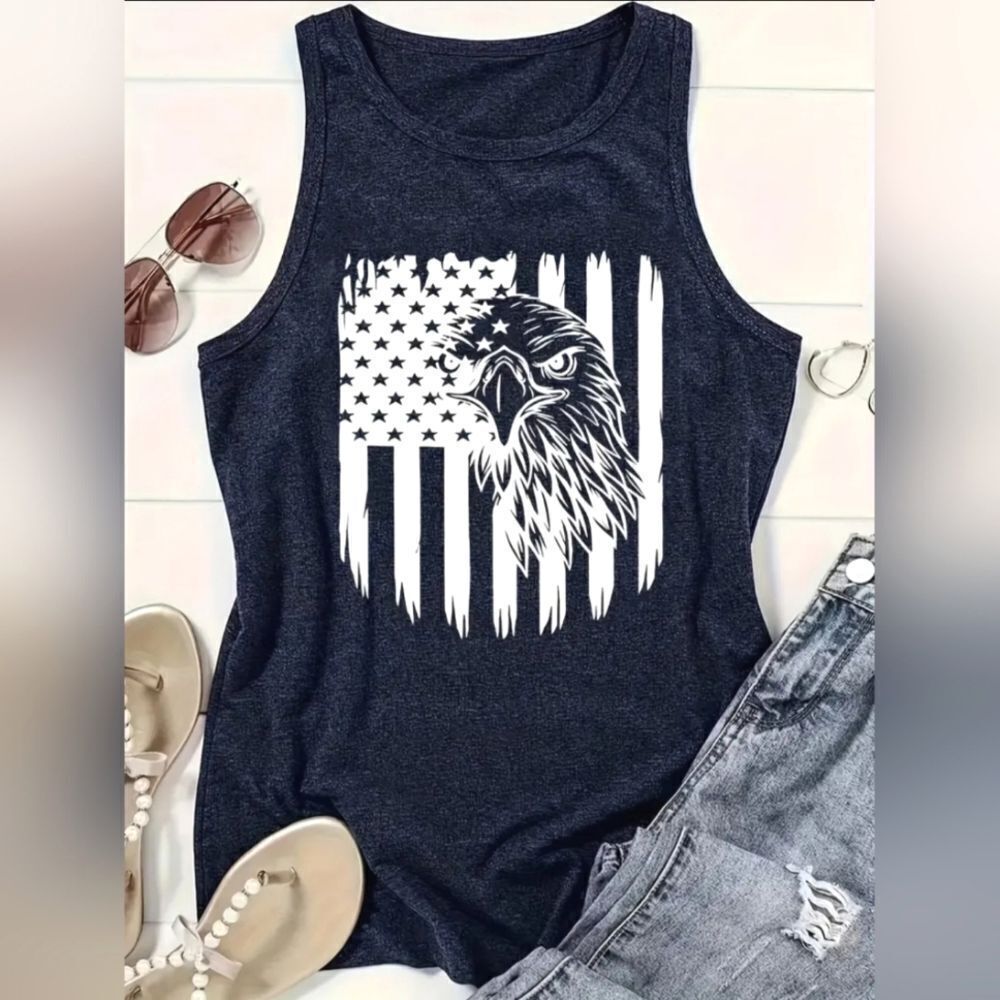 Ladies Sleeveless Flag Print Tank top